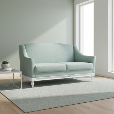 Chippendale Sofa 2 Sitzer Landhaus Stoffsofa mit Holz Designer Garnitur FL-2Siz