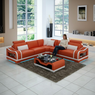 Ledersofa Sofa Couch Wohnlandschaft Ecksofa Eck Modern Design Garnitur