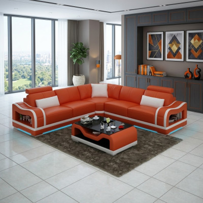 Ledersofa Sofa Couch Wohnlandschaft Ecksofa Eck Modern Design Garnitur