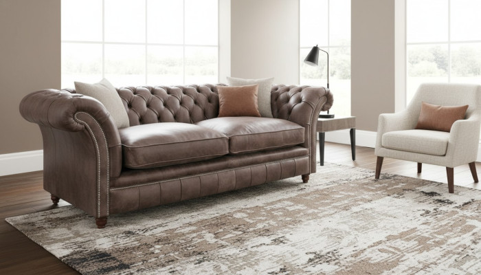 Chesterfield Sofa Couch Polster Garnitur 3 Sitzer Sitz Leder Textil 161013-24