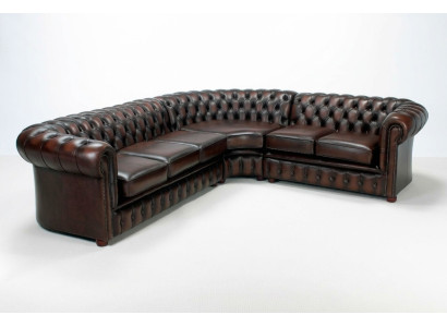 Ledersofa Chesterfield Ecksofa Wohnlandschaft Eckgarnitur Sofa Couch Eckcouch