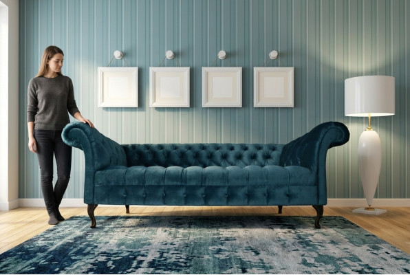 Chesterfield Sofa Polster Designer Couchen Sofas Garnitur Textil Stoff Textil 15