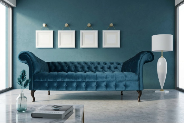 Chesterfield Sofa Polster Designer Couchen Sofas Garnitur Textil Stoff Textil 15