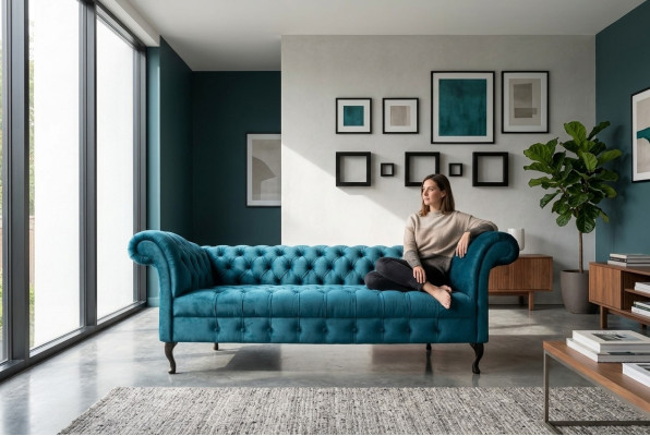 Chesterfield Sofa Polster Designer Couchen Sofas Garnitur Textil Stoff Textil 16