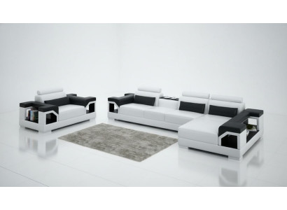 Ledersofa Wohnlandschaft Ecksofa Sessel Couch Garnitur Design Modern Sofa G8010E
