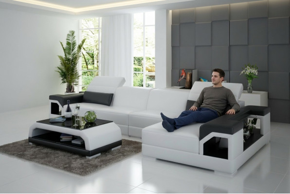 Ledersofa Modern Couch Wohnlandschaft Dekor Eck Ecksofa Design Garnitur