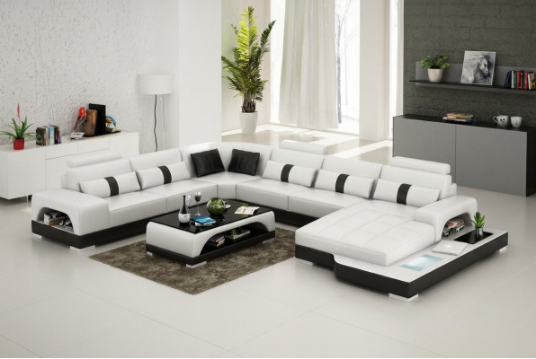 Ledersofa Couch Wohnlandschaft Eck Ecksofa Sofa Modern Design Garnitur