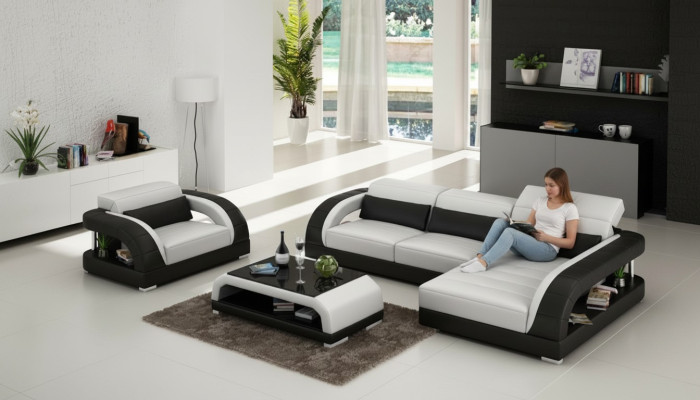 Ledersofa Couch Wohnlandschaft Ecksofa Sessel Set Garnitur Design Sofa