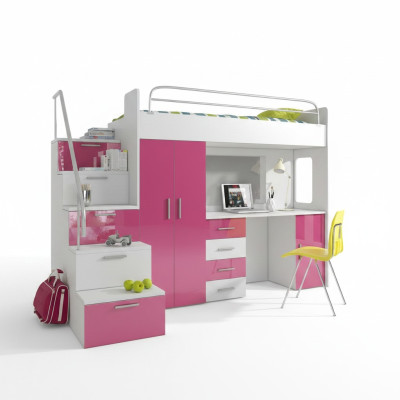 Doppelstockbett Etagenbett Doppelbett Jugend Bett Betten mit Schrank Tisch Neu