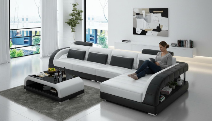 Ledersofa Couch Wohnlandschaft Eck Modern Ecksofa Design Sofa Garnitur