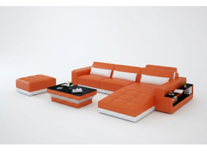 Ledersofa Couch Wohnlandschaft Ecksofa Eck Garnitur Design Modern Sofa G8019E