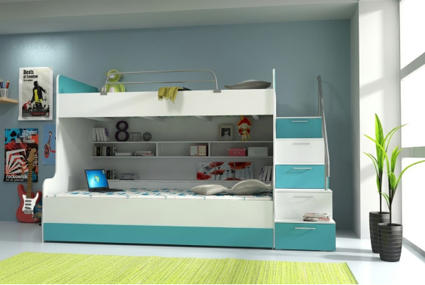 Modernes Etagenbett in türkisfarbenem modernem Stil für Ihr Kinderzimmer