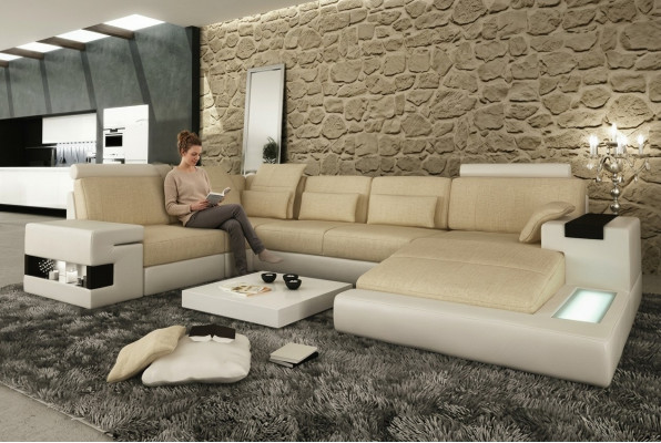Ecksofa Sofa Couch Polster U Form Wohnlandschaft Design Couchen XXL Big