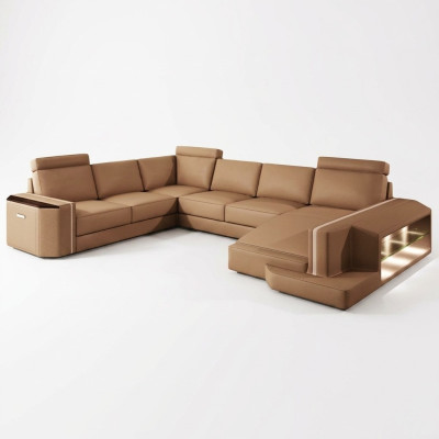 Wohnlandschaft Ecksofa Couch Ledersofa Sofa Polster Sitz Eck Garnitur Carlington
