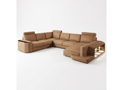 Wohnlandschaft Ecksofa Couch Ledersofa Sofa Polster Sitz Eck Garnitur Carlington