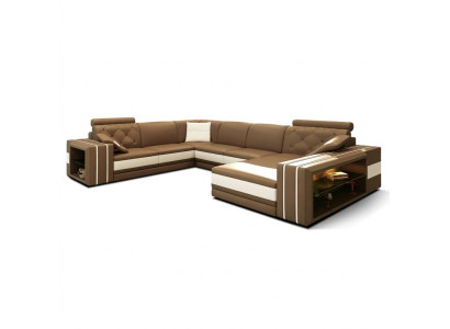 Wohnlandschaft Ecksofa Ledersofa Sofa Couch Polster Sitz Eck Garnitur DonbassB