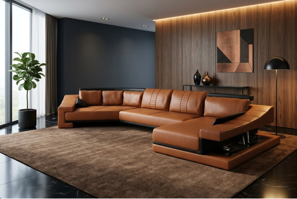 Ledersofa Wohnlandschaft XXL Ecksofa Bigsofa Couch Garnitur Designersofa PHM105