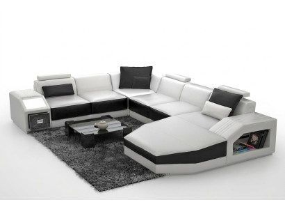 Wohnlandschaft Ecksofa Design Sofa Couch Polster Sitz Ecke U Form Weiß PHM110
