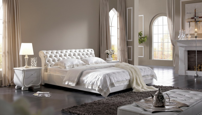Polsterbett Bett Ehebett Lederbett Designerbett Doppelbett Bettgestell S-9209