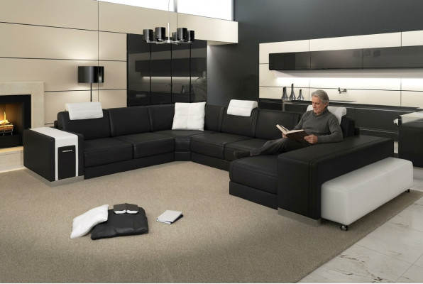 Wohnlandschaft Sofa Couch Polster Ecke XX Big Ecksofa Ledersofa Design PH3004