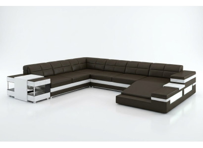 Ledersofa Sofa Couch Polster Ecke Wohnlandschaft Ecksofa Design Leder PH3006 Neu