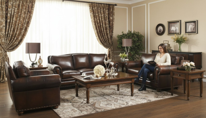 Antik Chesterfield 3+2+1 Leder Sofa Couch Polster 100% Echtes Leder  jvmoebel