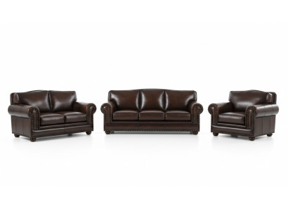 Antik Chesterfield 3+2+1 Leder Sofa Couch Polster 100% Echtes Leder  jvmoebel