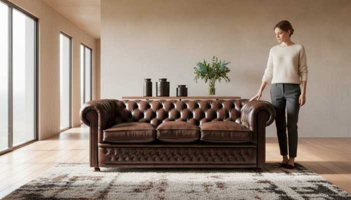 100% Echtes Leder Antik Chesterfield 3 Sitzer Leder Sofa Couch Polster jvmoebel