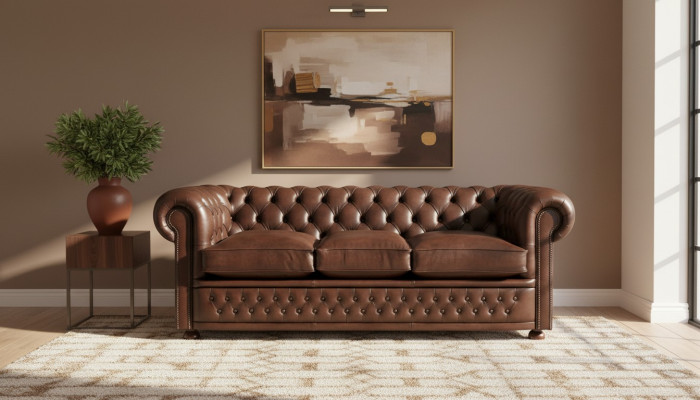 100% Echtes Leder Antik Chesterfield 3 Sitzer Leder Sofa Couch Polster jvmoebel