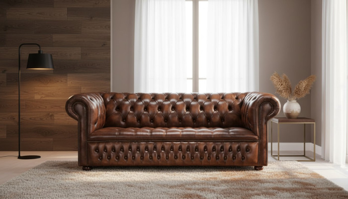 Antik Chesterfield Leder Sofa Couch Polster 100% Echtes Leder 3 Sitzer jvmoebel