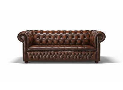 Antik Chesterfield Leder Sofa Couch Polster 100% Echtes Leder 3 Sitzer jvmoebel