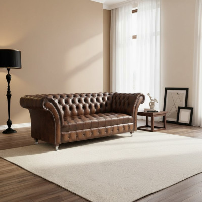 3 Sitzer Chesterfield Poster Sofa Couch Leder Textil Stoff Sofas William III