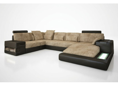 Ledersofa Couch Sofa Polster Wohnlandschaft U-Form Ecksofa Design Sofa Bellini