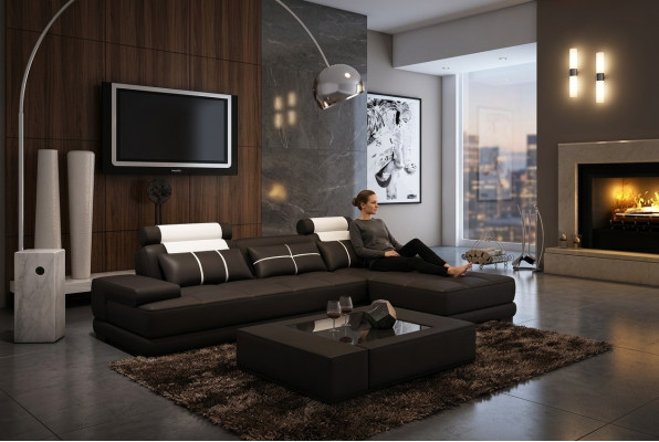 Ledersofa Ecksofa Sofa Couch Polster Ecke Designer Sofas Couchen Neu Paris Weiß