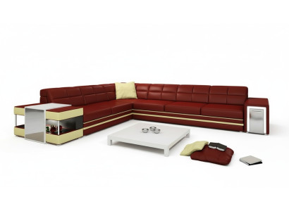 Designersofa Ecksofa Couch Ledersofa Polster Sitz Eck Garnitur +Licht Neu PH3026