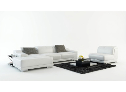 Ledersofa Sofa Couch Wohnlandschaft Ecksofa Eck Garnitur Design + Sessel K5002D