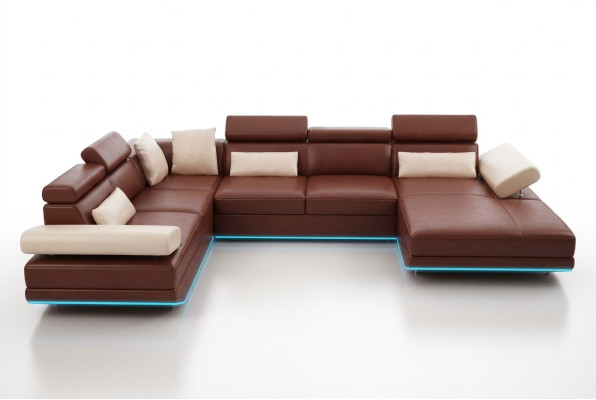 Ledersofa Sofa Couch Wohnlandschaft Ecksofa Garnitur Design Modern Sofa K5009