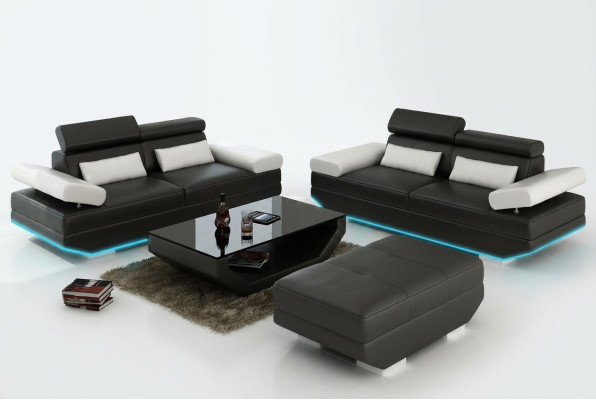 Ledersofa Sofa Couch Wohnlandschaft 3+3 Garnitur Design Modern Sofa K5009E