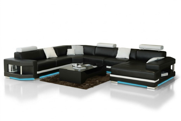 Ledersofa Sofa Couch Wohnlandschaft Ecksofa Garnitur Design Modern Sofa K5012