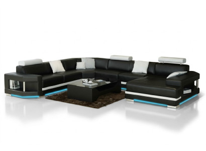 Ledersofa Sofa Couch Wohnlandschaft Ecksofa Garnitur Design Modern Sofa K5012