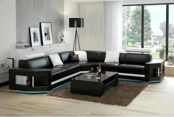 Ledersofa Sofa Modern Couch Wohnlandschaft Ecksofa Garnitur Dekor Design
