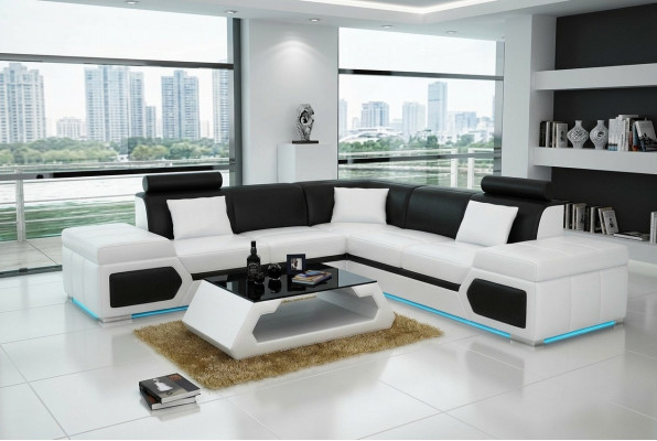 Ledersofa L-Form Couch Wohnlandschaft Dekor Ecksofa Modern Garnitur Design