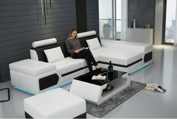 Ledersofa Sofa Couch Wohnlandschaft Ecksofa Garnitur Design Modern Sofa K5013D