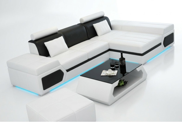 Ledersofa Sofa Couch Wohnlandschaft Ecksofa Garnitur Design Modern Sofa K5013D