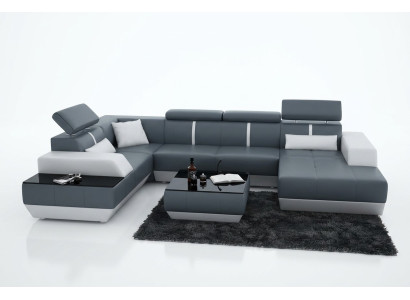 Ledersofa Sofa Couch Wohnlandschaft Ecksofa Garnitur Design Modern Sofa K5015