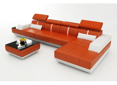 Ledersofa L-Form Couch Wohnlandschaft Ecksofa Garnitur Design Modern Sofa K5015B