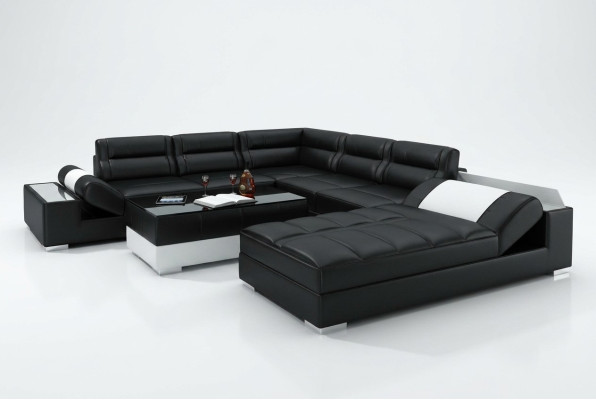 Ledersofa Sofa Couch Wohnlandschaft Ecksofa Garnitur Design Modern Sofa L6001