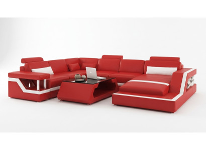 Ledersofa Couch Wohnlandschaft Ecksofa Eck Garnitur Design Modern Sofa L6002