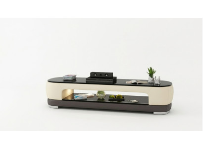 RTV TV Sideboard Dekor Leder Glas Tisch Fernseh Schrank Tisch Designer