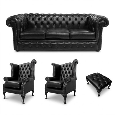 Ledersofa Textil Stoff Sofagarnitur Komplett Polster Sofa Couch Set Ohrensessel